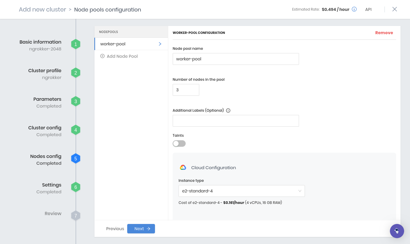 Selecting the cluster&#39;s node pool